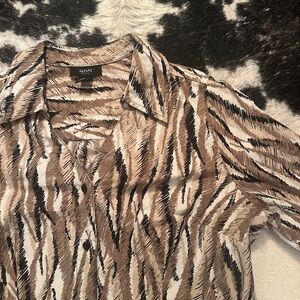 Brown and Black Animal Print Women’s Dress Shirt